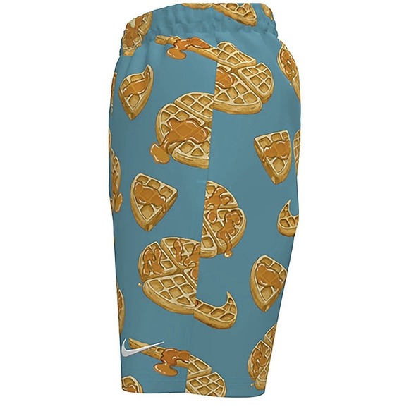 Nike Kids Boys Swim Trunks Size L Blue Waffle Print Elastic Waist - Picture 3 of 10